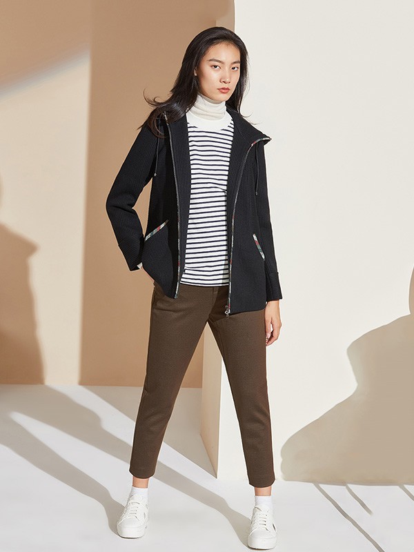 福芬女装2022秋冬季咖啡色长裤