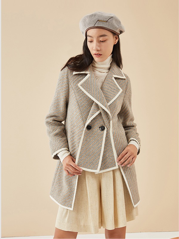 福芬女装2022秋冬季灰色大衣