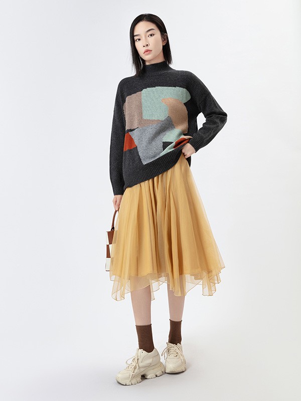 卡蔓2022秋冬季咖啡色毛衣