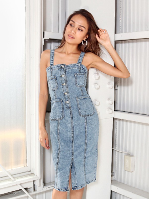 ANAP女装2023春夏季蓝色背带裙