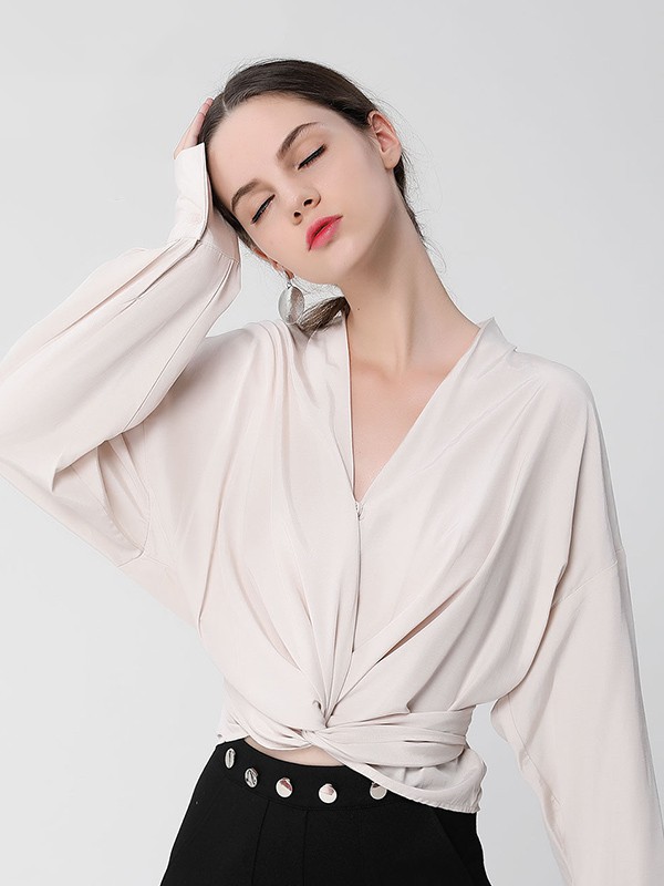 百奢女装2023春夏季灰色上衣