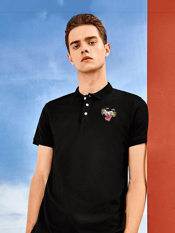 乐刻休闲装2023春夏季黑色polo衫