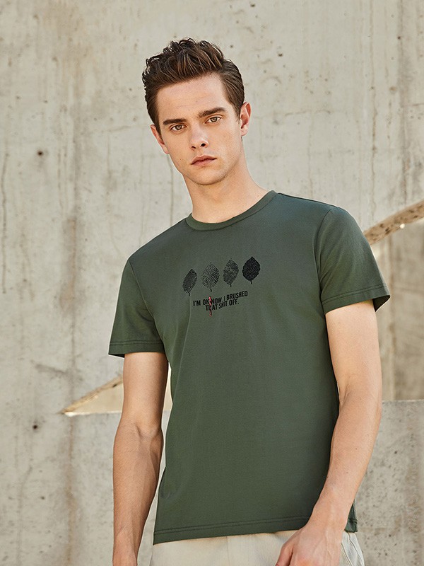 乐刻休闲装2023春夏季墨绿色T恤