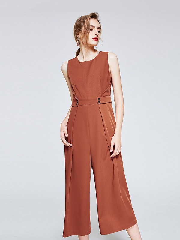 乐刻休闲装2023春夏季棕色连体裤