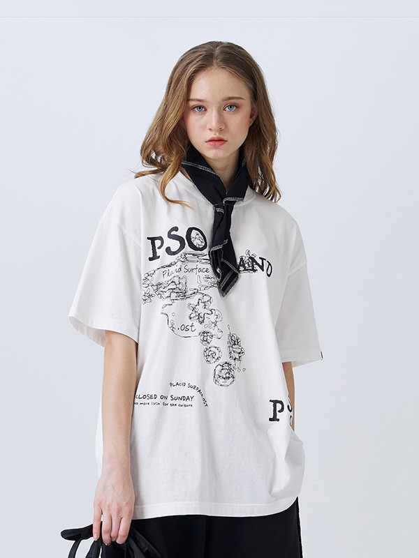 PSOBrand休闲装2023春夏季白色T恤