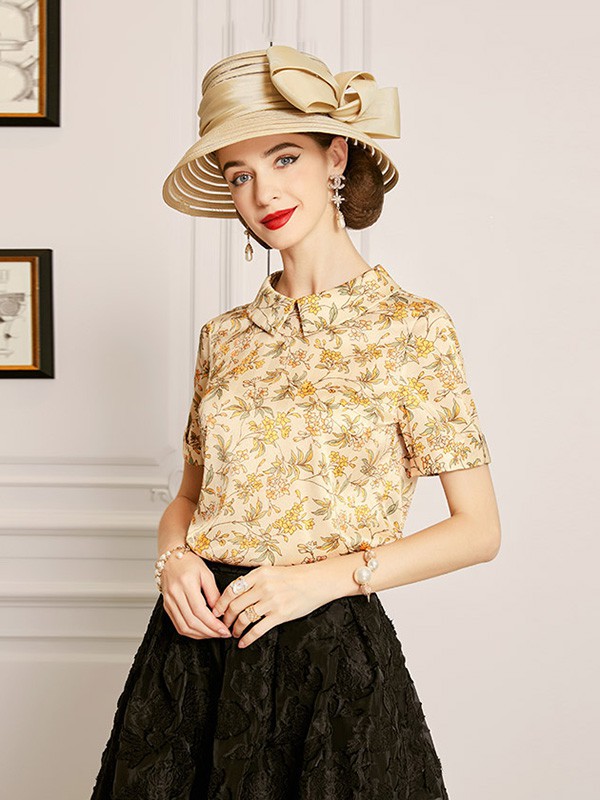 欧黎蔓女装2023春夏季黄色T恤