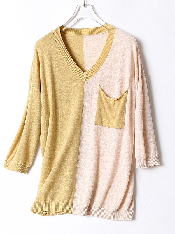 薇姿曼女装2023春夏季拼色T恤