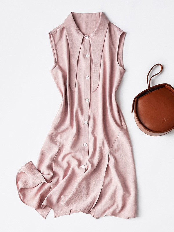 薇姿曼女装2023春夏季粉色连衣裙