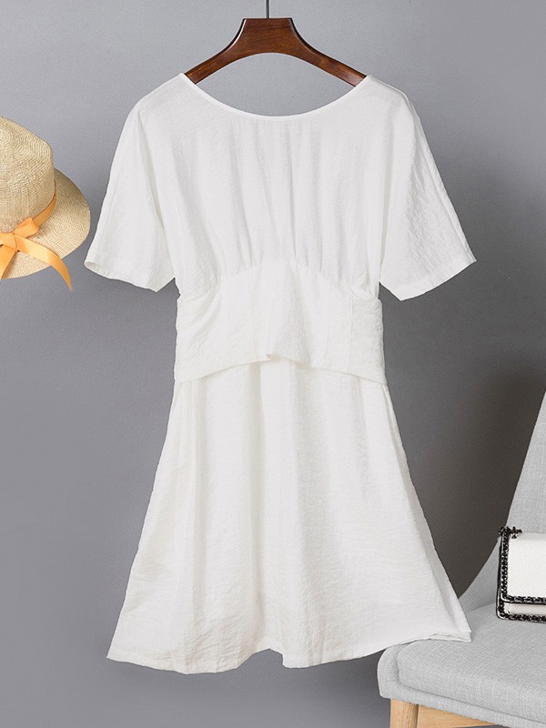 薇姿曼女装2023春夏季白色连衣裙