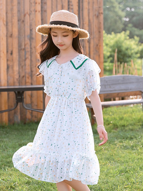 Fred&Ginger童装2023春夏季白色连衣裙