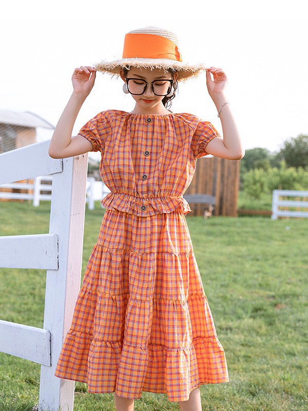 Fred&Ginger童装2023春夏季橙色连衣裙