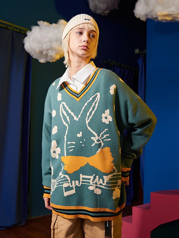 NUTHINK男装2022秋冬季绿色毛衣