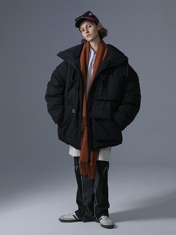 UNVESNO2022秋冬季黑色棉服