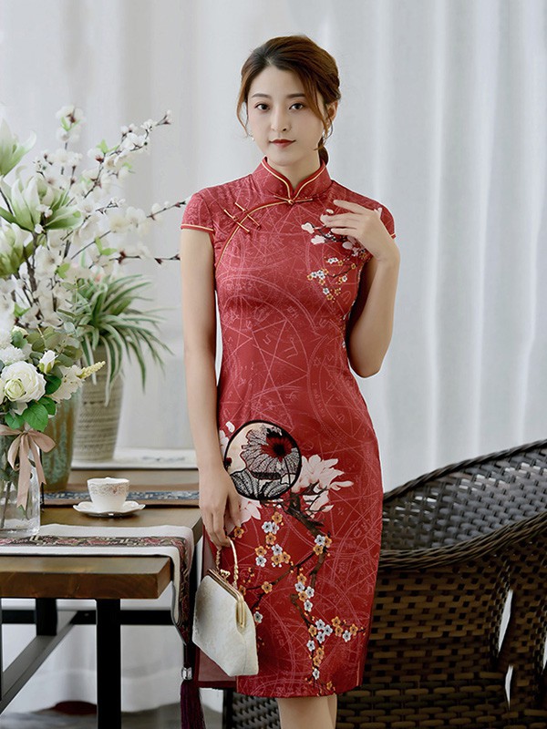 雀之恋2023春夏季红色旗袍