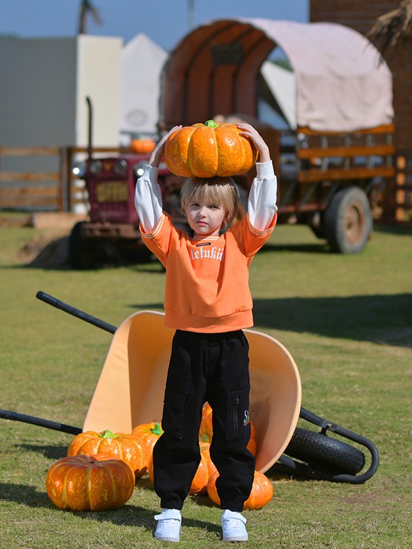芭乐兔童装2023春夏季橙色T恤