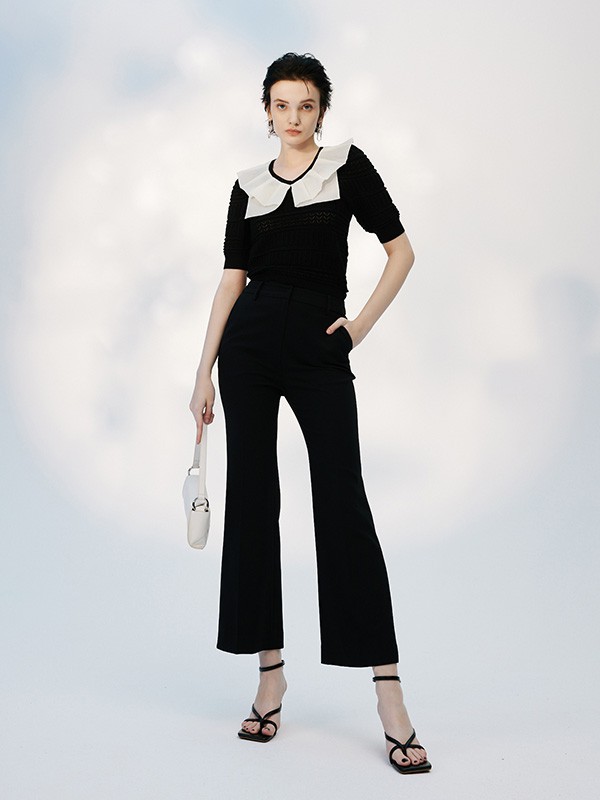 MYMO女装2023春夏季黑色阔腿裤