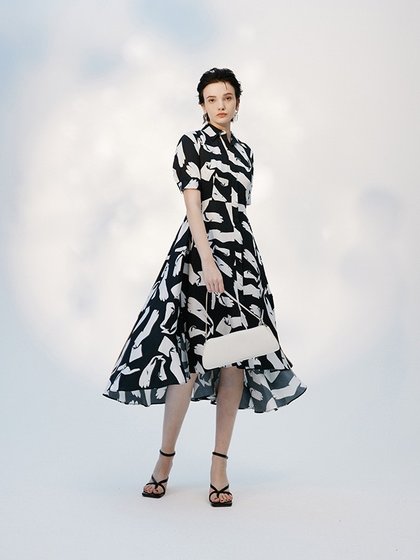 MYMO女装2023春夏季黑色连衣裙