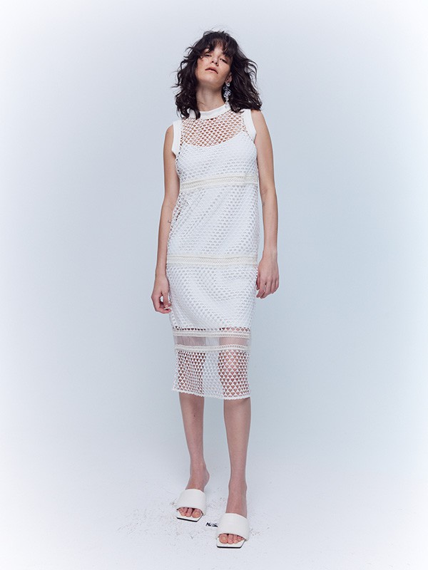 锡瑅2023春夏季白色连衣裙