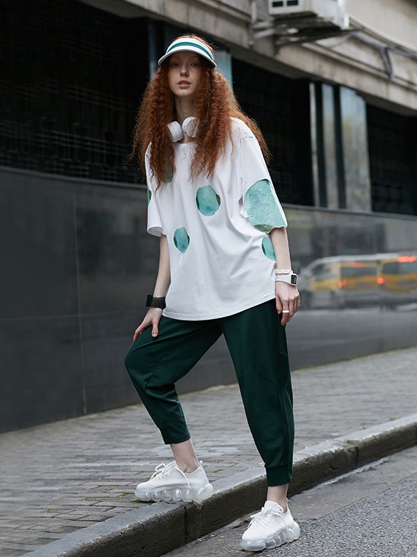 花树果女装2023春夏季白色T恤