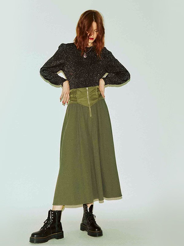 jouetie2022秋冬季绿色长裙