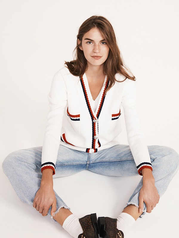 Maje2022秋冬季白色针织衫