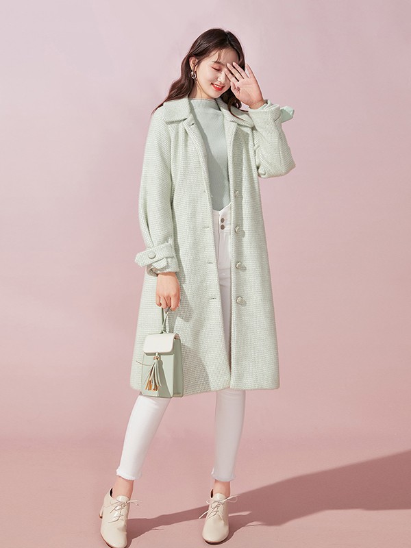 衣纱布菲女装2022秋冬季绿色大衣