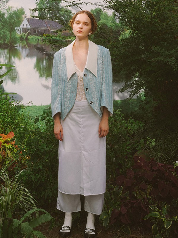 SUPERR女装2022秋冬季白色半身裙