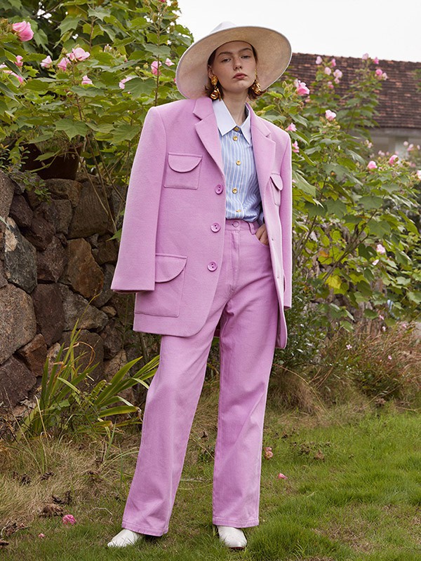 SUPERR女装2022秋冬季粉色西装