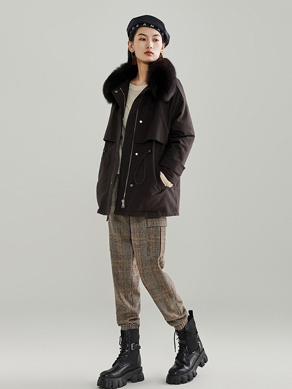 N女装2022秋冬季咖啡色派克服