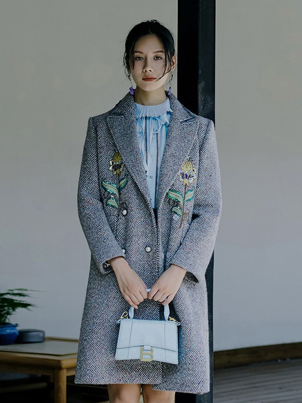 N女装2022秋冬季灰色大衣