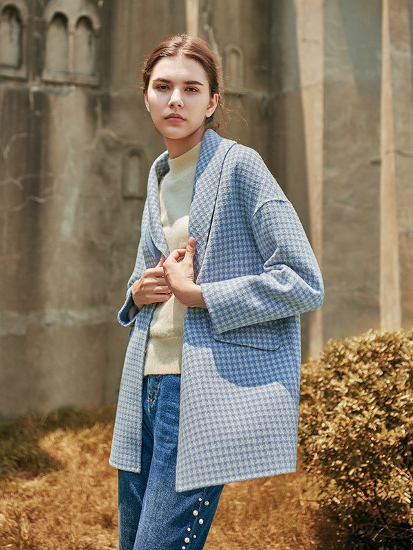 尚琳雅2022秋冬季蓝色大衣