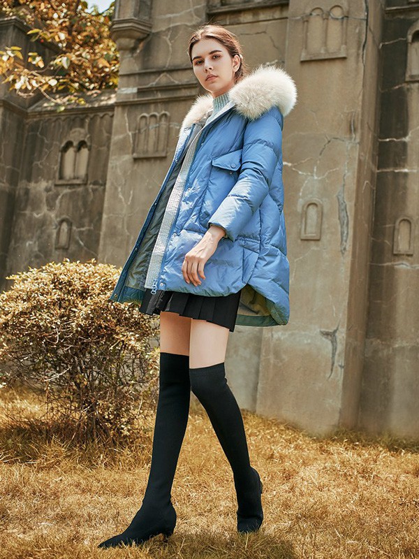 尚琳雅2022秋冬季蓝色棉服