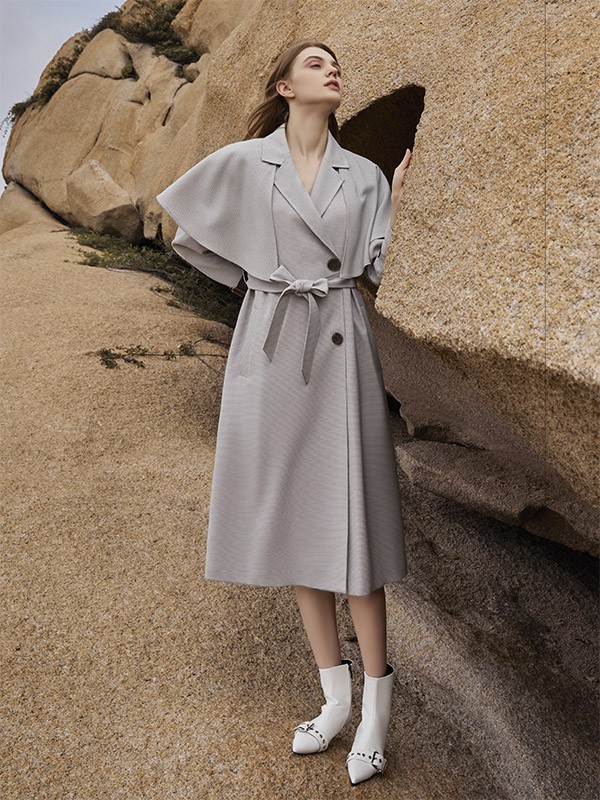 颜若妃2022秋冬季灰色连衣裙