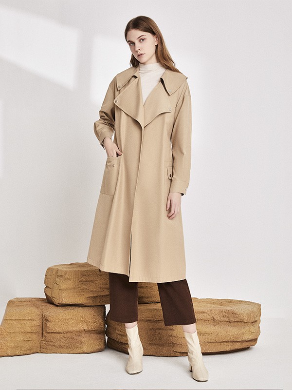 颜若妃2022秋冬季卡其色风衣