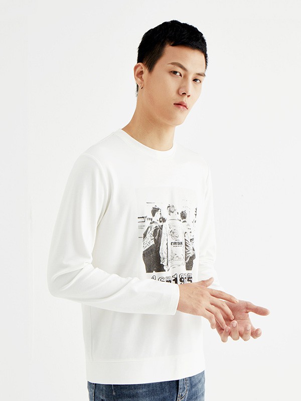 肆厘米男装2022秋冬季白色T恤