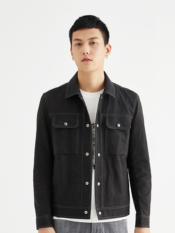 肆厘米男装2022秋冬季黑色外套