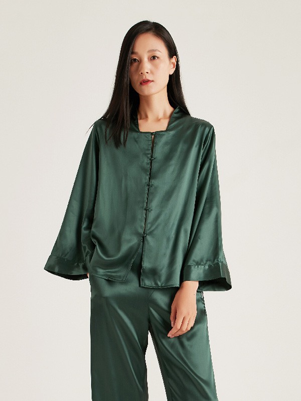 丝侬2023春夏季墨绿色家居服