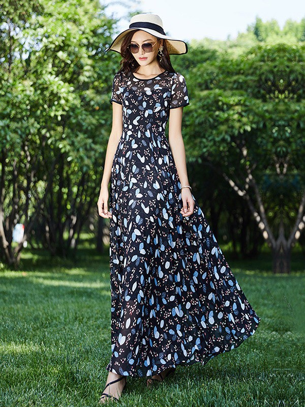 园子靓衣女装2023春夏季黑色连衣裙