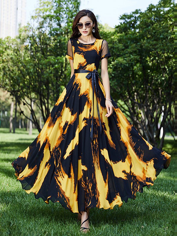 园子靓衣女装2023春夏季黑色连衣裙