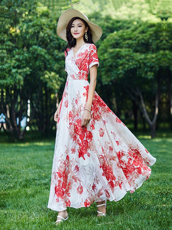 园子靓衣女装2023春夏季白色连衣裙