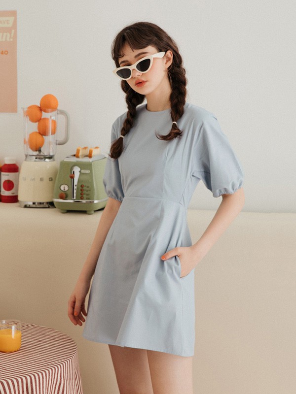 帕佐2023春夏季蓝色连衣裙