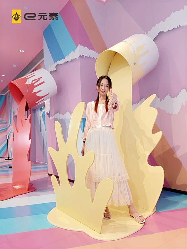 E元素女装2023春夏季粉色连衣裙