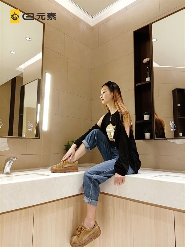 E元素女装2023春夏季藏蓝色九分裤