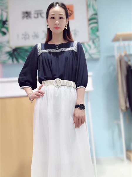 E元素女装2023春夏季白色半身裙