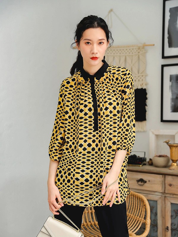 秋凝女装2023春夏季黄色上衣