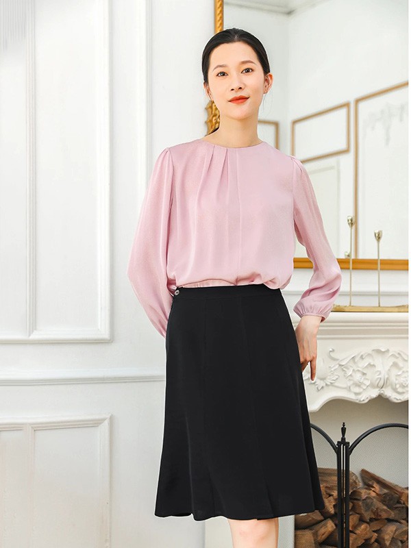 秋凝女装2023春夏季粉色衬衫