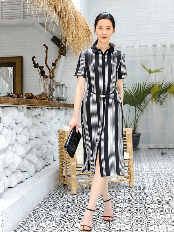 秋凝女装2023春夏季灰色连衣裙