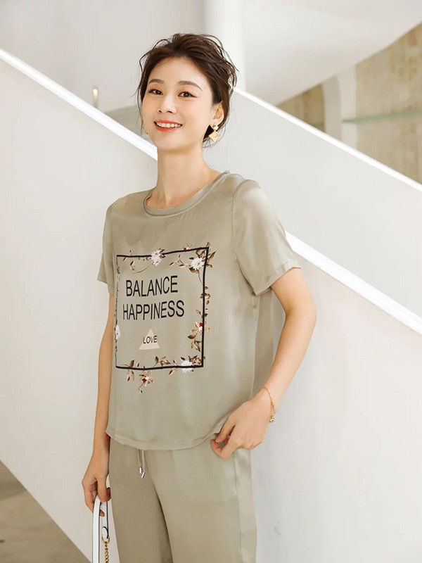 秋凝女装2023春夏季棕色T恤