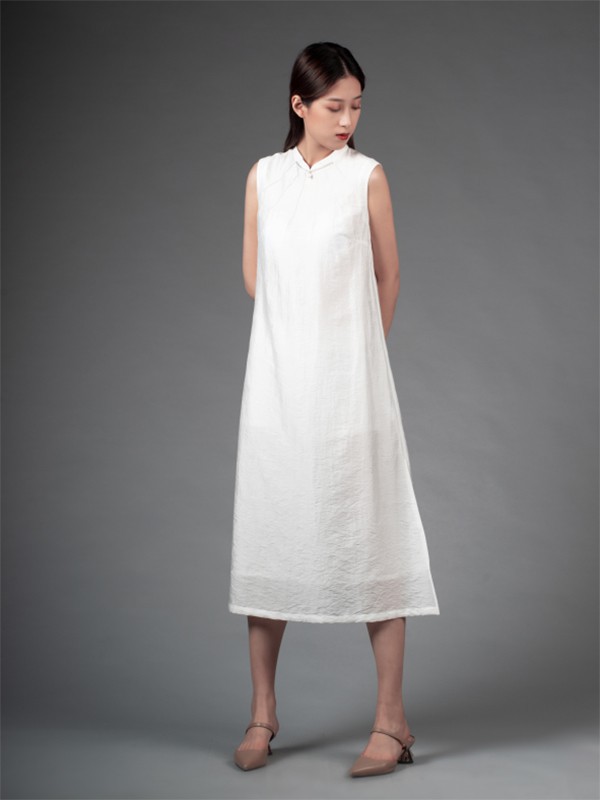 馥蝶女装2023春夏季白色连衣裙