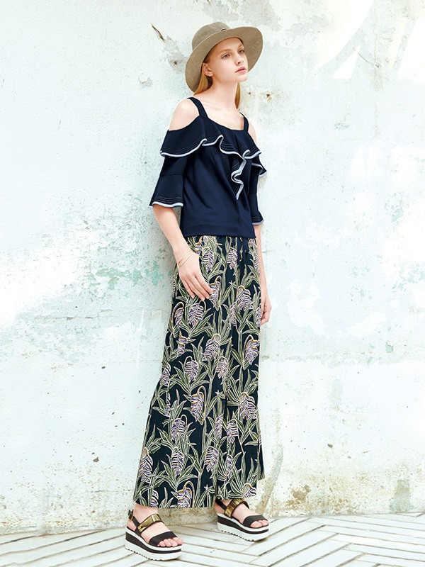 荷雅婷女装2023春夏季灰色阔腿裤